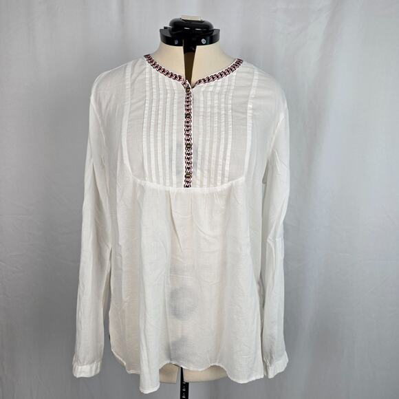 Gap Long Sleeve Blouse Women's XXL White w/ Red & Black Embroidered - Picture 16 of 16